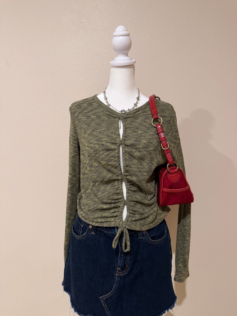 Wild Fable Ruched Cut Out Long Sleeve Top